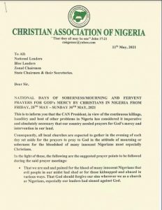 CAN Declare Friday 28th- Sunday 30th May As National Days Of Mourning. See Reason 